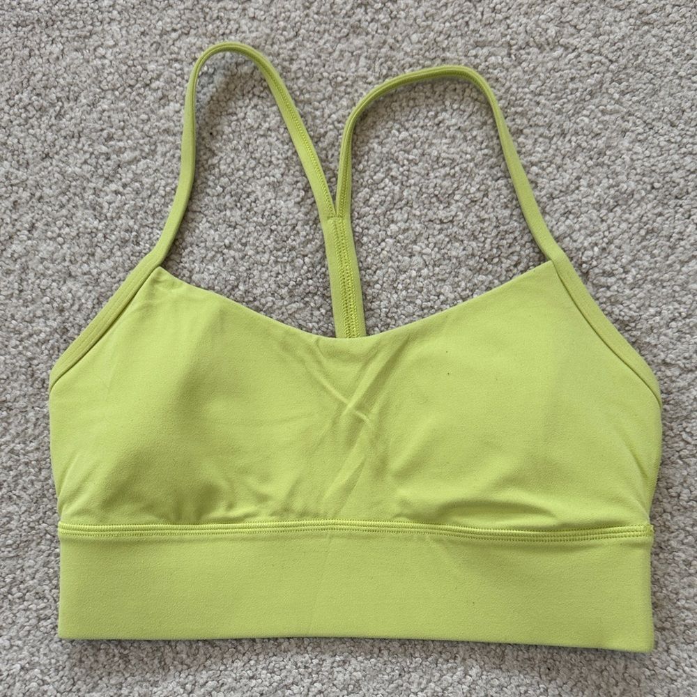 lululemon Flow Y Bra Long-Line Nulu Light Support B/C Cup Size 8 Green